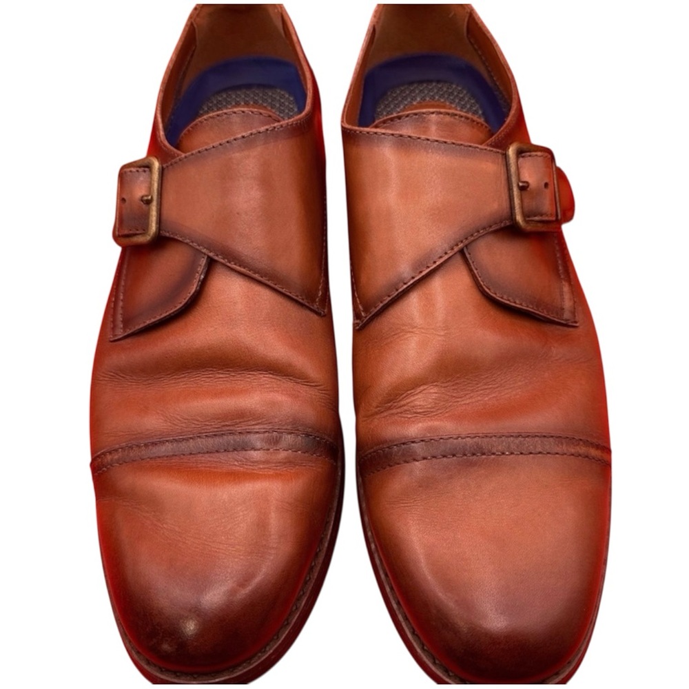 Vince Camuto Men’s Brown Leather Monk Strap Dress Shoes Size 9.5M EUC